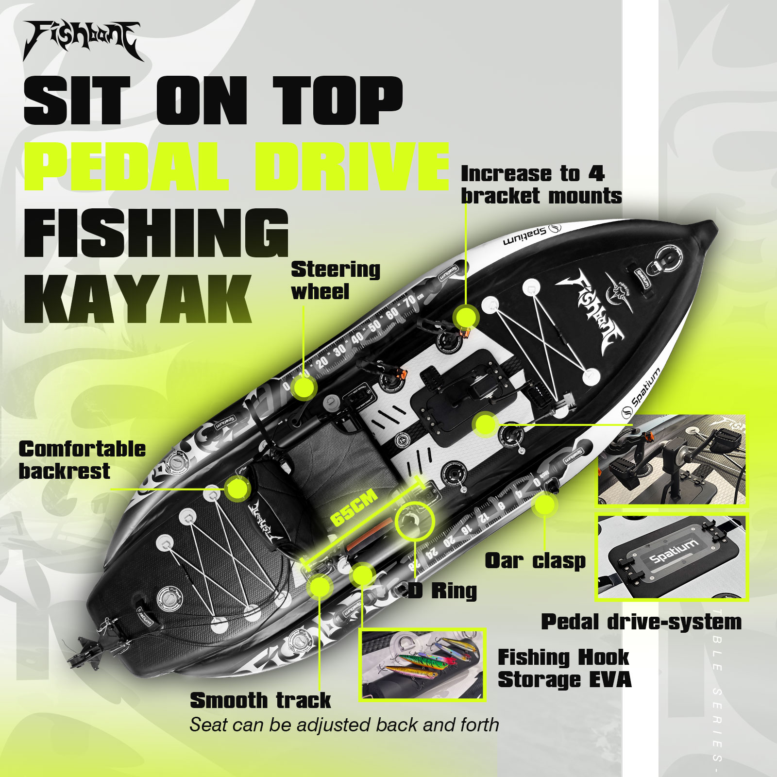 Kayak Pedal Tiup Spatium, Kaya - Fishing Kayak Pedal Drive ulasan dan harga